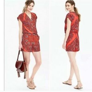 BANANA REPUBLIC RED PAISLEY ROMPER